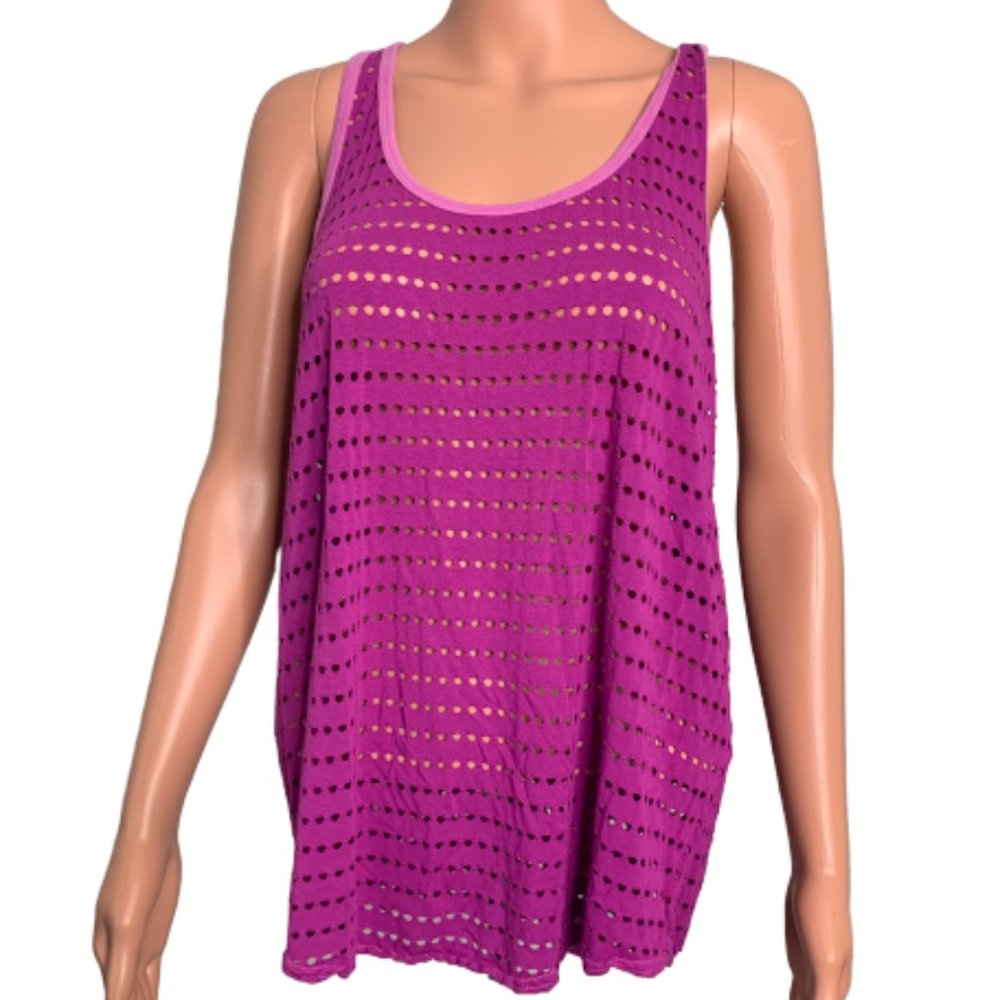 Hard Tail Large Purple Holey Racerback Tank Top